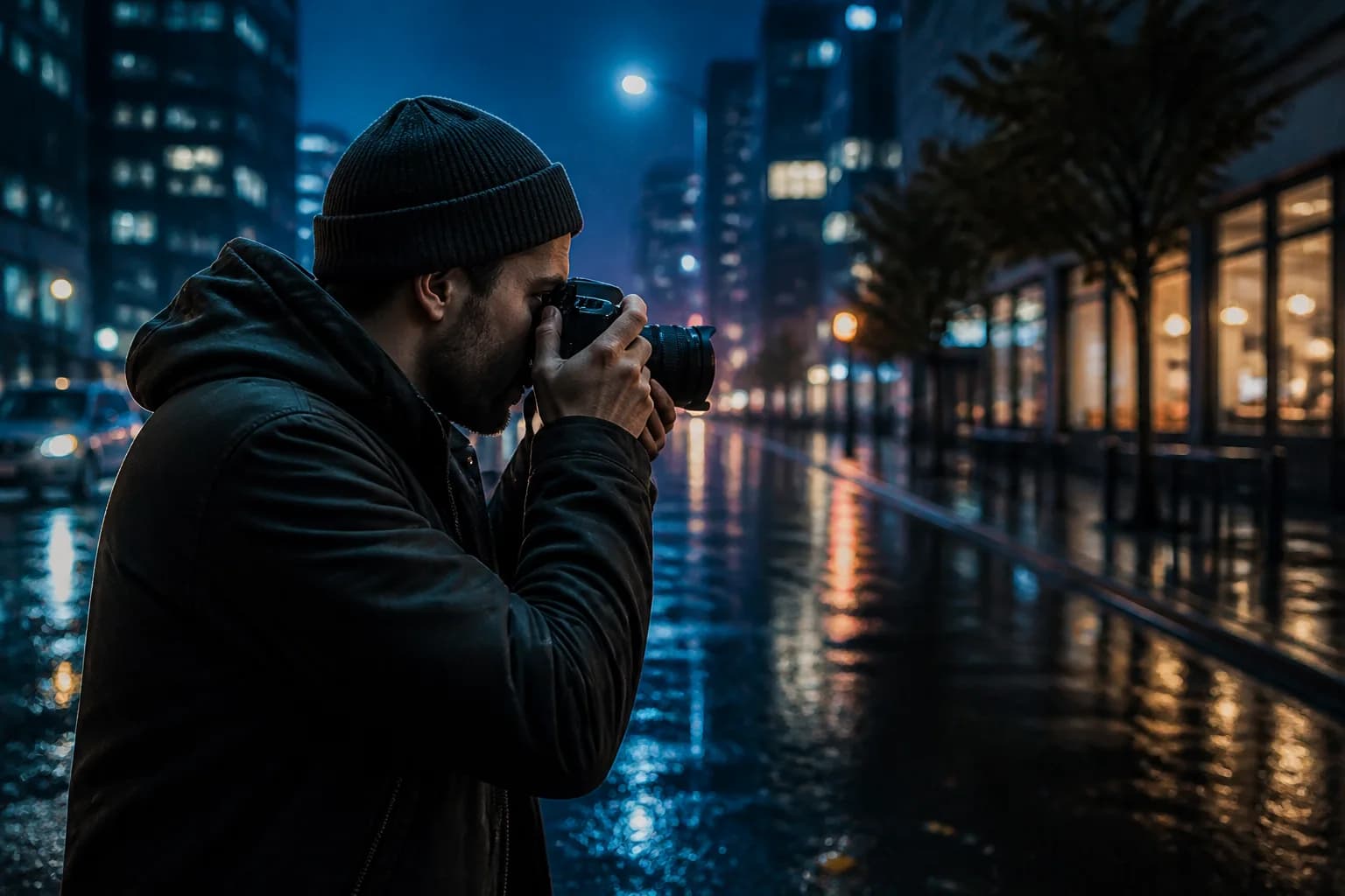A photographer working in the city